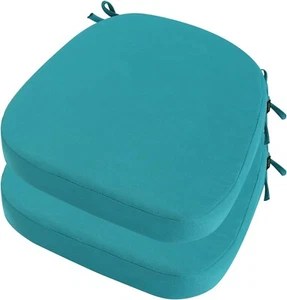 idee-home Outdoor Chair 2 packs Cushions Set of 17" x 16" x 3" Peacock Blue - Picture 1 of 5