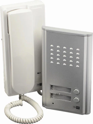 CITOFONO ESTERNO  BIFAMILIARE CON APERTURA CANCELLO ELETTRICO DUE CORNETTE - Immagine 1 di 2