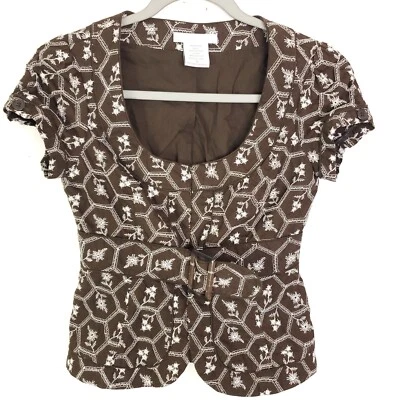 Vintage Charlotte Russe Top Womens Small Thick Cotton Y2K Twee Belted Fitted - Image 1 of 4