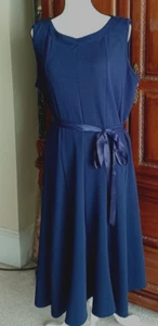 Abito donna Haani aderente e svasato elasticizzato con cintura e cravatta senza maniche blu taglia 3XL - Foto 1 di 8