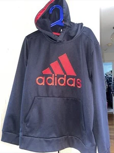 Adidas Unisex Youth Black & Red Hoodie, Size M (10/12) - Picture 1 of 13