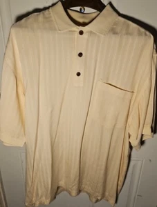 VINTAGE Tommy Bahama Poloshirt Herren Größe M Kurzarm CREMEFARBEN 100% SEIDE - Bild 1 von 13