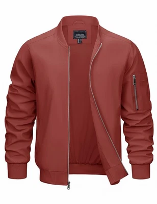 Men's Lightweight Bomber Jacket Spring Fall Thin Casual Coat Full-Zip Work Coats - Image 1 of 4