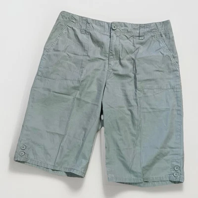 Caribbean Joe Bermudas Pantalones Cortos Mujer 10 Caqui Botón Acento Dobladillo Cortado Bolsillos Tostado Foto 1 de 4