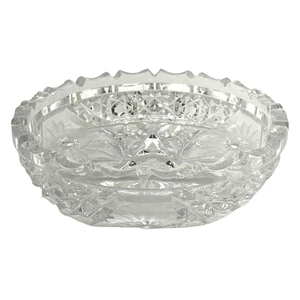 Bonbonnière américaine verre taillé brillant plomb cristal transparent accessoires plat 5" - Photo 1/9