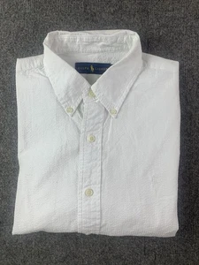 Ralph Lauren Mens 100% Cotton S/S Seersucker Button Down Shirt Size M White - Bild 1 von 7