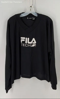 Camiseta pulóver Fila X Hailey negra manga larga cuello redondo para mujer talla grande Foto 1 de 4