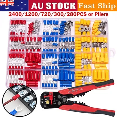 2400Pcs Male and Female Wire Connectors Kit Insulated Spade Ring Wire Terminal - image 1 of 4