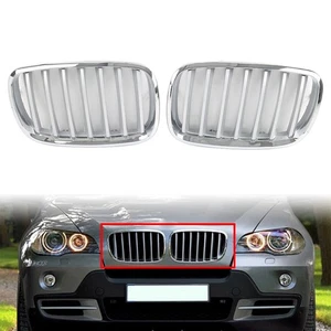 Chrome Car Front Kidney Grille For BMW E70 X5 E71 X6 2008-2013 2009 2010 Grill - Bild 1 von 10