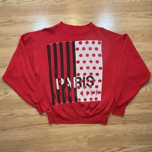 Vintage Paris Sport Club Sweatshirt Size Large 90s Polka Dots - Picture 1 of 5