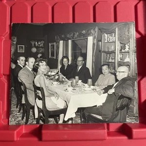 Group Of Wealthy People Eating At The Dinner Table 10 x 8 Photograph Vintage 50s - Picture 1 of 2