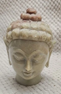Carved & Polished Buddha's Head - Green/Jade Coloured Soapstone - Picture 1 of 8
