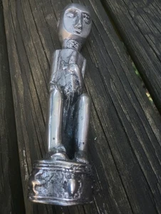 8 Zoll große gebrauchte versilberte Figur Skulptur mit Echsen/Schildkröten... - Bild 1 von 7