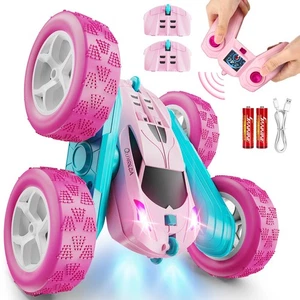 RC Cars, rosa ferngesteuertes Auto für Mädchen, 2,4 GHZ doppelseitiges RC Stunt Car... - Bild 1 von 6