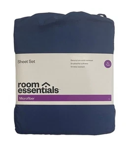 Room Essentials Sheet Set Navy Blue Twin XL Bed Sheets Microfiber Dorm Bed - Picture 1 of 14