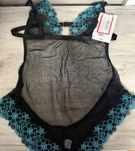 Wicked Weasel Bodysuit Mesh lace Black/Teal Small NWT - Picture 1 of 1