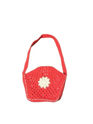 Handmade  crochet  Coral Floral White Daisy Small Shoulder Bag  Tote Boho Summer - Image 1 of 4
