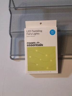 Room Essentials LED Dewdrop Fairy String Lights 30 Count Warm White Silver Wire - Image 1 of 4