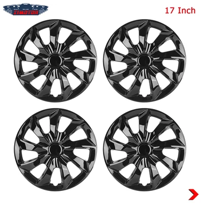 Juego de 4 cubiertas de rueda negras de 17" tapacubos a presión para llantas R17 y llantas de acero Foto 1 de 4