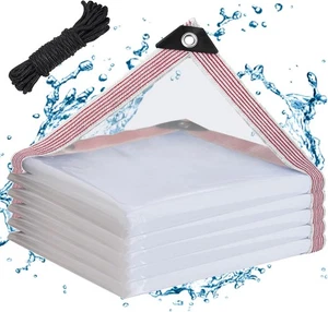 Clear Waterproof Tarp with Grommets 4x6ft,Heavy Duty ft-4x6, White Border  - Picture 1 of 7