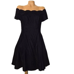 Roberta Marine Samt Schulterfrei Überbacken Tüll Gefüttert Partykleid Gr 9/10 - Bild 1 von 10