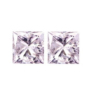 0.14 Ct IF [2Pcs Pair] Shimmering Square 2.2 MM Fancy Light Pink Pink Diamond - Picture 1 of 5