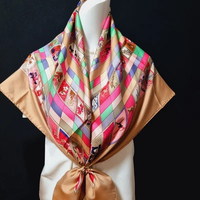 RARE VINTAGE HERMES Silk Scarf "Correspondance" Carre 90 Duty-free US - Image 1 of 4