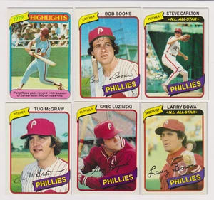 1980 Topps Philadelphia Phillies Baseball Card Lot (6) Pete Rose, Steve Carlton - Picture 1 of 1