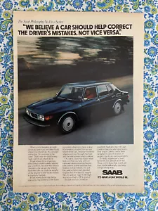 Vintage 1975 Saab Print Ad Car Helps Correct Drivers Mistakes - Picture 1 of 7