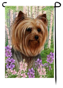 Bandera de jardín de flores de primavera - Yorkshire Terrier Yorkie 1 - Imagen 1 de 1