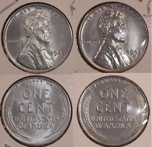 1943 P&D LINCOLN WEIZEN CENT STAHLPFENNIGE 1C BU SET (2 MÜNZEN) - Bild 1 von 5
