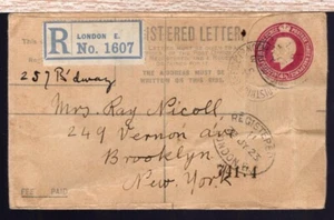 1923 BRITISCHER EINGESCHRIEBENER BRIEF AN BROOKLYN NY AUS LONDON ENGLAND 4 1/2P - Bild 1 von 2