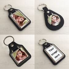 Lux Faux Leather Photo Keyring, Personalised Gift Bag Tag, Any Logo Text Badge