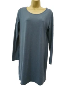 H&M Ladies Size L 14 16 Blue Marl Fitted Stretchy Short Jersey T Shirt Dress - Picture 1 of 10