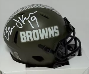 Browns BERNIE KOSAR Signed Riddell SALUTE TO SERVICE Speed Mini Helmet AUTO JSA - Picture 1 of 1