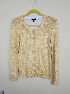 Talbots Leopardenmuster Strickjacke Knopfleiste Cardigan Pullover gelb small - Bild 1 von 10
