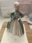 Vintage Lady Figurine In Teal Robe Hand Painted E1037 GC Japan