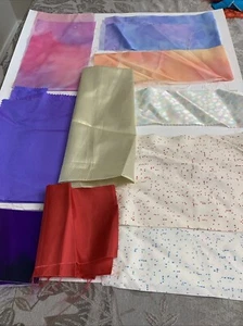 Fabric. Many Small Pieces And Many Colors Mostly Taffeta - Picture 1 of 5