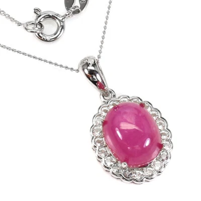 925 Argento Sterling Collana Ovale Rubino 10x8mm Topazio Naturale Gemma Gioie 18 - Immagine 1 di 4