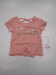 90 DEGREE BY REFLEX GIRLS PINK/GOLD DANCE SHIRT SIZE 4 - Picture 1 of 2