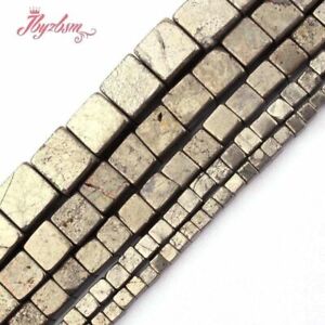 15"/strand Pyrite Square Cube Beads 4/6/8/10mm Natural Loose Stone Bead Jewelry 