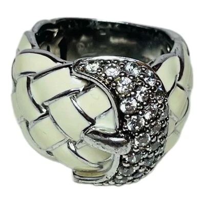 Anillo con hebilla Belle EToile de plata esterlina 925 esmalte circonita talla 7 Foto 1 de 4