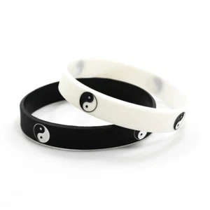 2 X Tai Chi Silicone Wristband Sports Rubber Bracelets Fashion Jewellery Gift - Picture 1 of 7