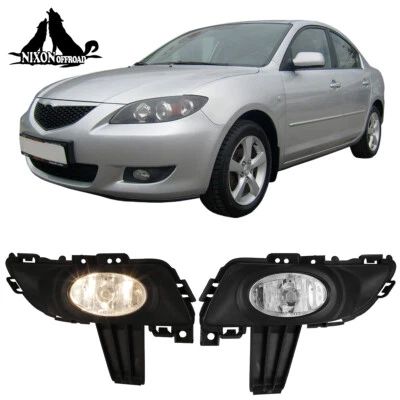 Pair Glass Clear Fog Lights For 2004 2005 2006 Mazda 3 Sedan Driving Bumper Lamp Foto 1 de 4