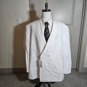 $260 NWT Murano 4XB Baird McNutt Linen Blazer Jacket Men White Doublebreasted - Picture 1 of 22