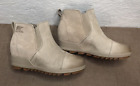 NEW! SOREL Evie Pull-On Sz 6.5 Omega Taupe Waterproof Leather & Suede Ankle Boot