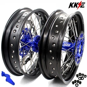 KKE 17" Supermoto Wheels Rim For KTM 125-530CC 2003-2022 Husqvarna Husaberg Blue - Picture 1 of 12