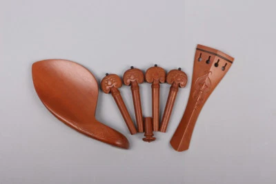 1set Violin Kit Hand Carved Jujube wood Violin peg tailpiece chin rest endpin - Image 1 of 4