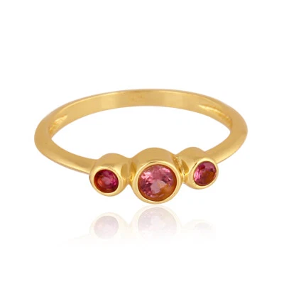 14k Solid Gold Trio Ring With Three Tourmaline Gemstone For Engagement Ring - Image 1 of 4