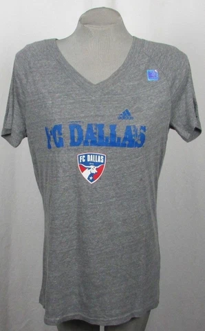 FC Dallas Soccer MLS Women's Adidas V-Neck Graphic T-Shirt Cover